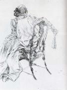 Carl Larsson Rococo Model Charcoal oil painting